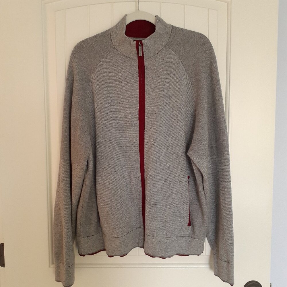 Overland Louis Wool-Blend Zip Up Sweater with Pockets Gray Size XL